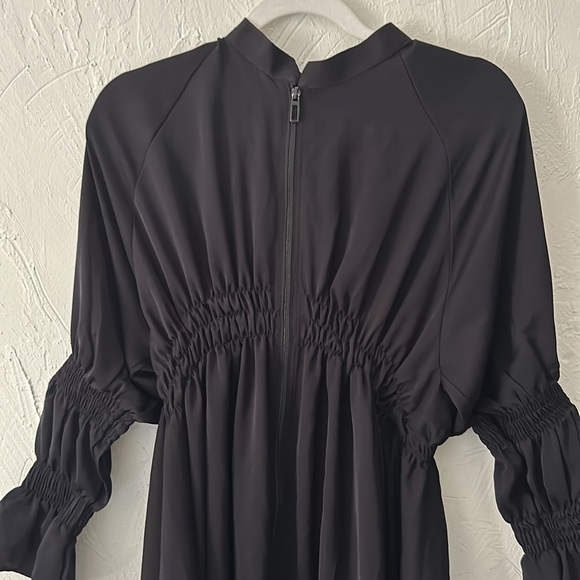 Black zip up tech gear fitted collared maxi dress - Picture 2 of 11